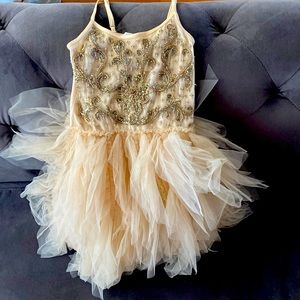 Petit Adele cream dress with embellished bodice and tulle skirt